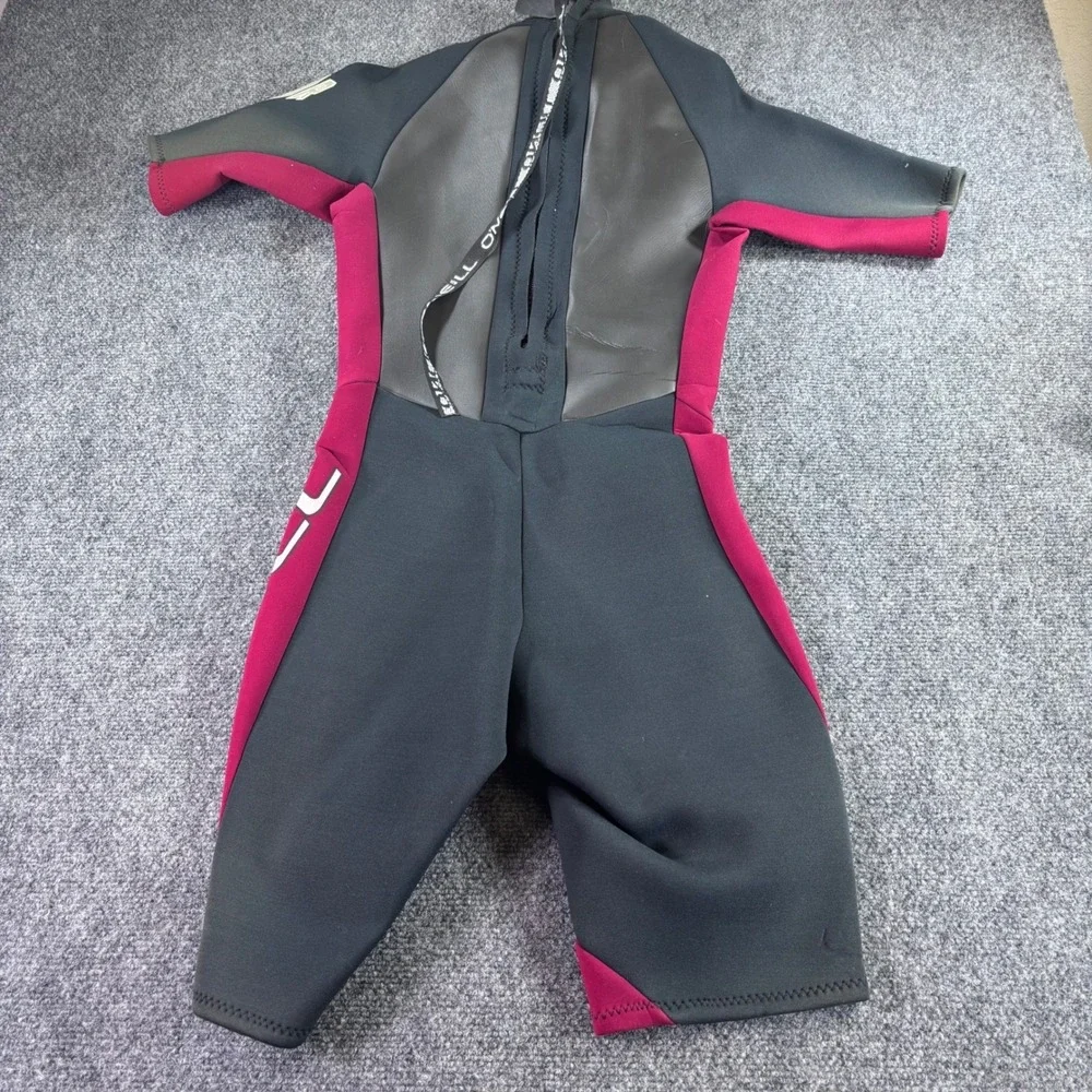 O'Neill Reactor Wetsuit Youth 12 Black Pink 2/1mm Back Zip Spring Suit Shorty